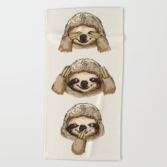 No Evil Sloth Beach Towel