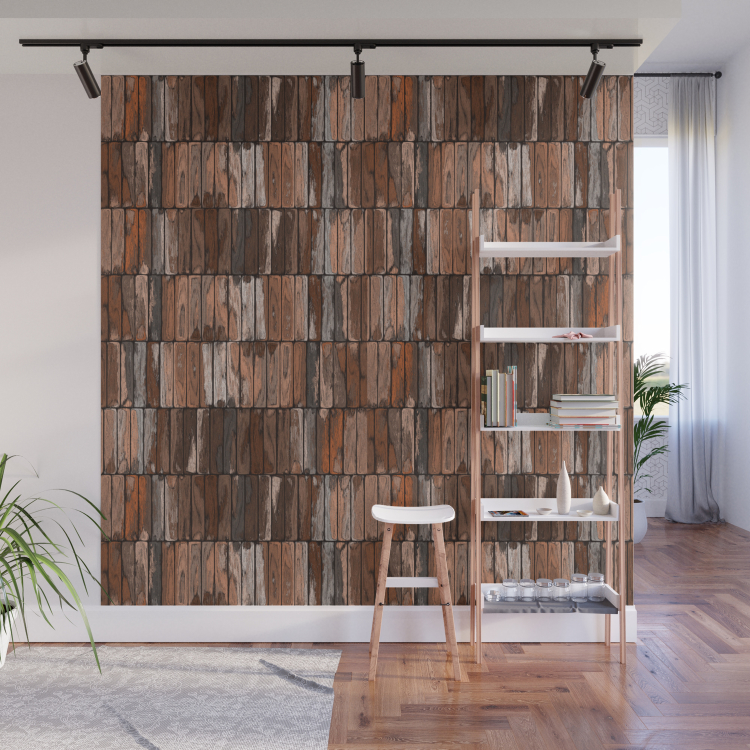 Colored Old Painted Wood Planks Wall Mural By Textures Society6