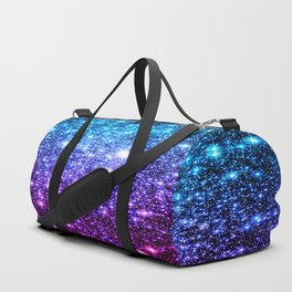 Glitter Galaxy Stars : Turquoise Blue Purple Hot Pink Ombre Duffle Bag