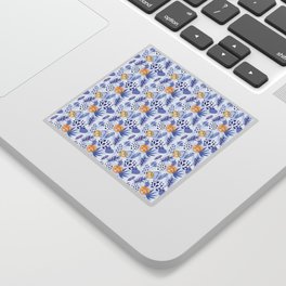 Winter blue leaves abstract pattern Sticker