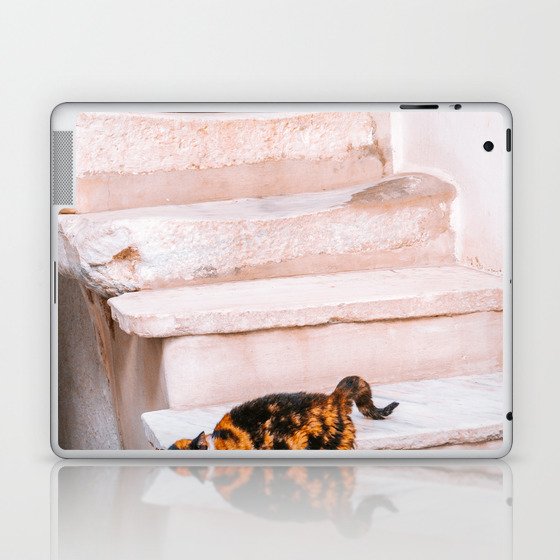 Cats of Greece | Colorful Photography of a Stray Cat on the Greek Islands Laptop & iPad Skin