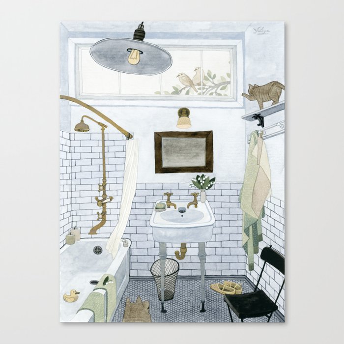 In The Bathroom Canvas Print By Yuliyart Society6