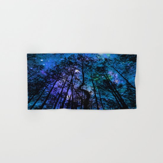 Black Trees Teal Purple Space Hand & Bath Towel