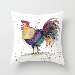 Le Coq of Many Colors Throw Pillow