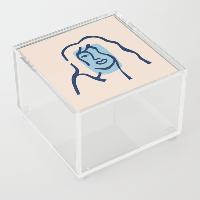 Abstract art woman portrait minimalist style print Acrylic Box