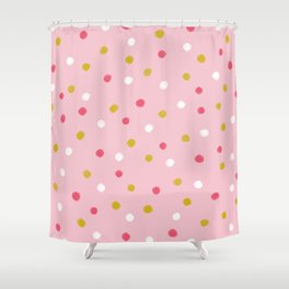 Polka Dot Confetti Pattern (pink/mustard/white) Shower Curtain