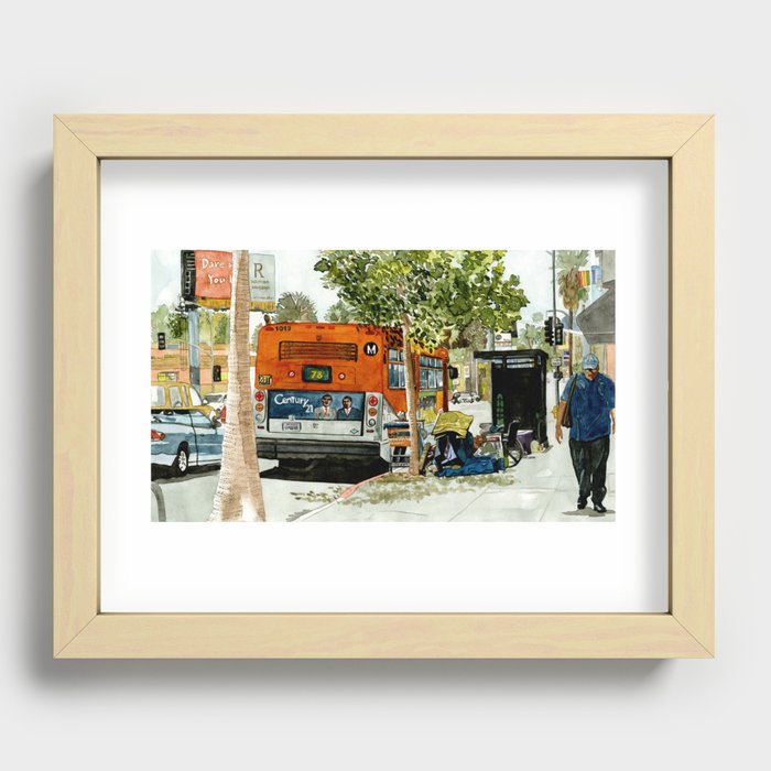 Homeless Series 5 ~ Sunset Blvd., Los Angeles, CA. Recessed Framed Print