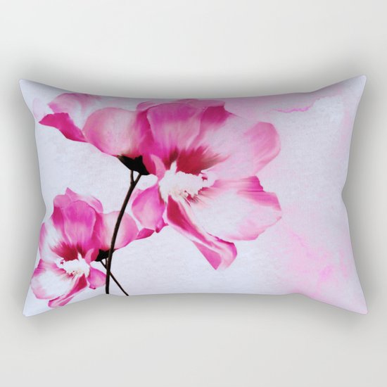 two pinks flowers on watercolors Rectangular Pillow