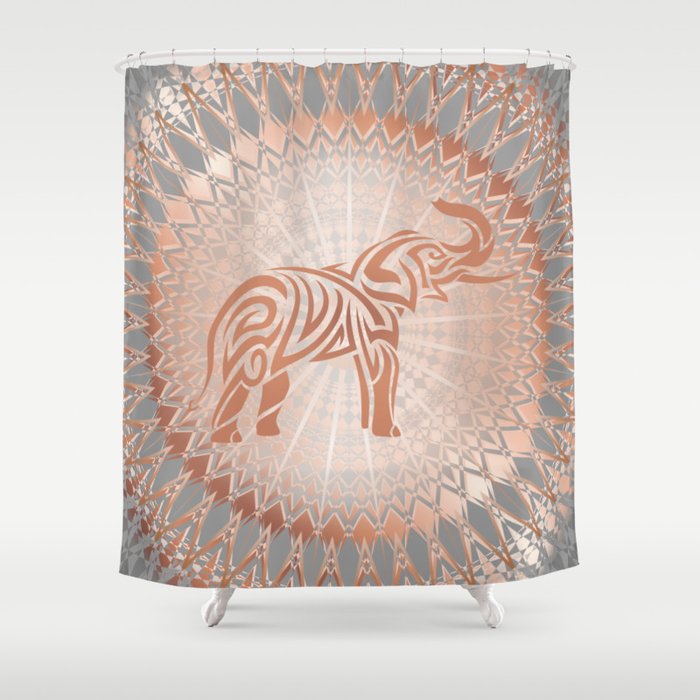 Rose Gold Gray Elephant Mandala Shower Curtain By Ninabaydur