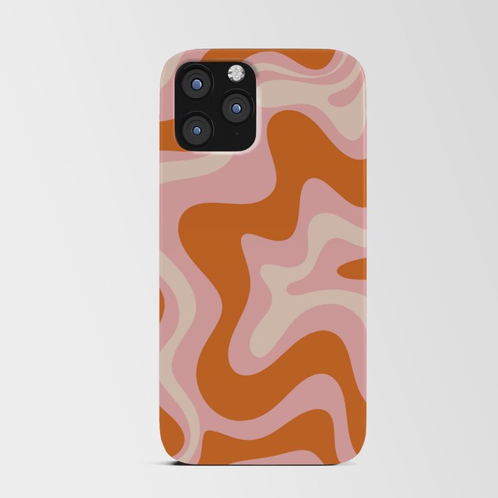 Liquid Swirl Retro Abstract Pattern in Pink Orange Cream iPhone Card Case