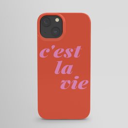 C'est La Vie French Language Saying in Bright Pink and Orange iPhone Case