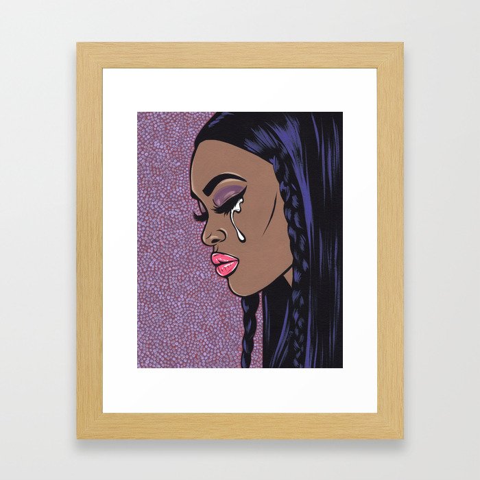 Crying Black Sad Comic Girl Framed Art Print