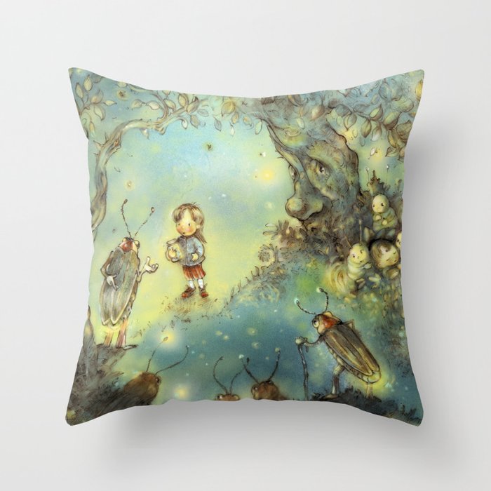 Firefly Forest Throw Pillow