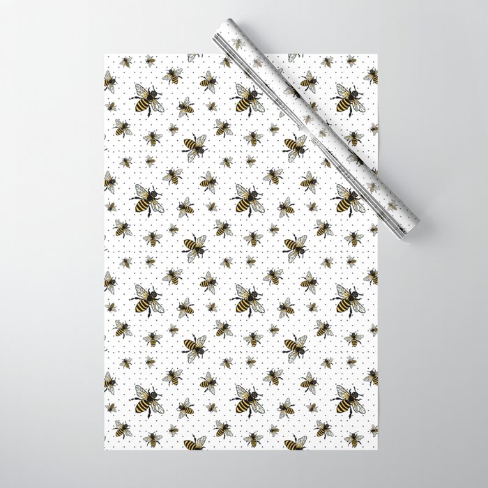 Bumblebees and Polka Dots Wrapping Paper