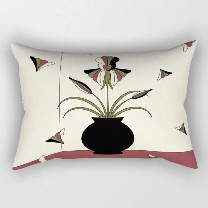 Windswept Irises - Crimson Rectangular Pillow