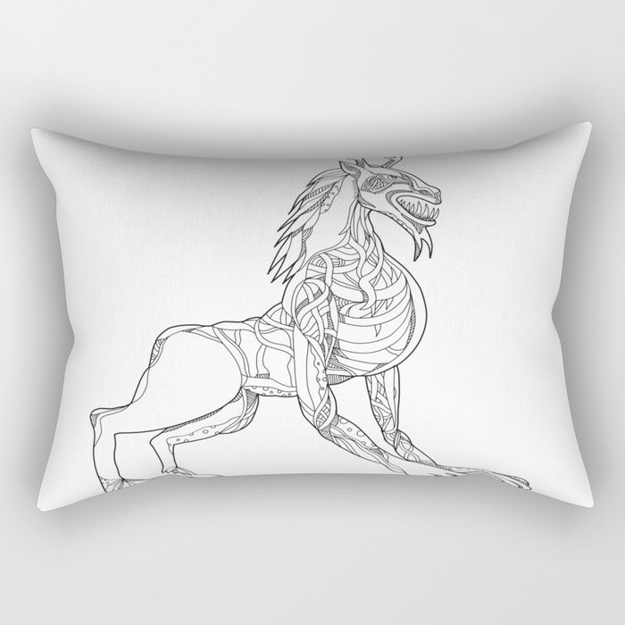 Wendigo Crouching Doodle Art Rectangular Pillow