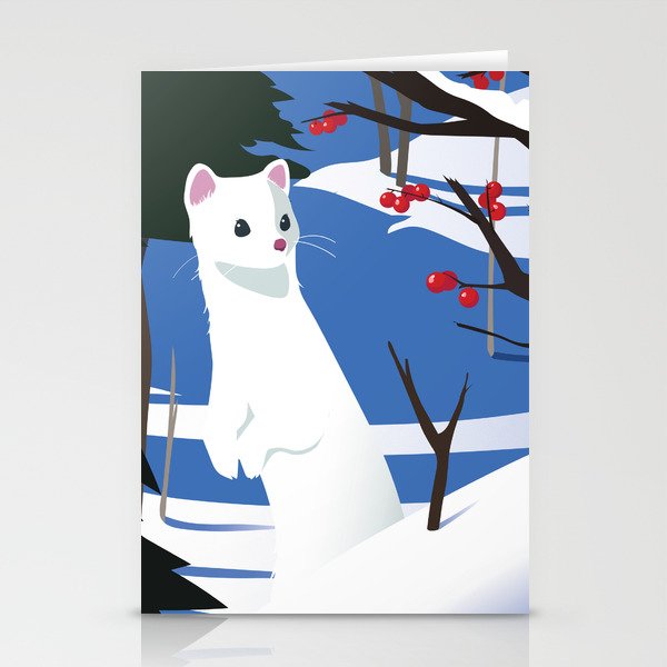 Ermine in the Snow Stationery Cards