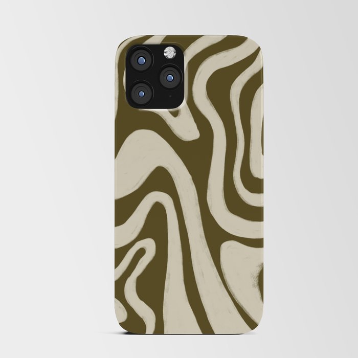 Retro 70s Liquid Swirl on Fir Green  iPhone Card Case