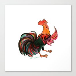 Rooster Crowing Canvas Print