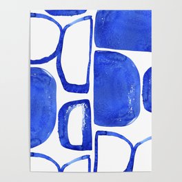 Abstract Half Circle Shapes In Classic Blue Poster