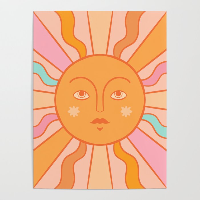 Boho Sun Pink Aesthetic Poster