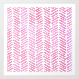 Handpainted Chevron pattern - pink and pink ;) Art Print