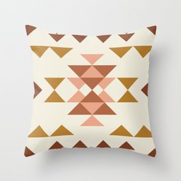Modern Quilt Block in Terracotta and Mustard Throw Pillow
