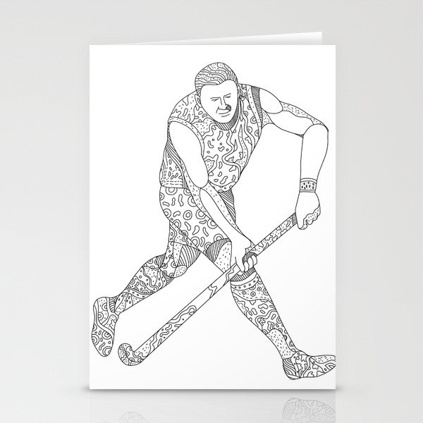 Field Hockey Player Doodle Stationery Cards