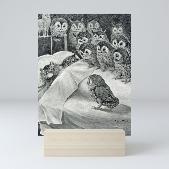 Louis Wain Cat Nightmare Owl Bird Mini Art Print