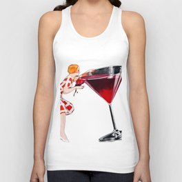 Woman Big Glass Cocktail Vintage Old Wine Unisex Tank Top