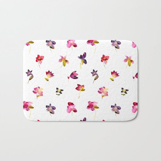 Watercolor flowers Bath Mat
