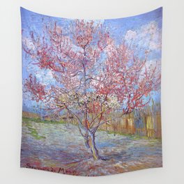 Pink Peach Tree in Blossom by Vincent van Gogh Wall Tapestry