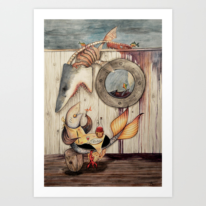 Little Fish Eat Big Fish Art Print By Adefumo Illustrations