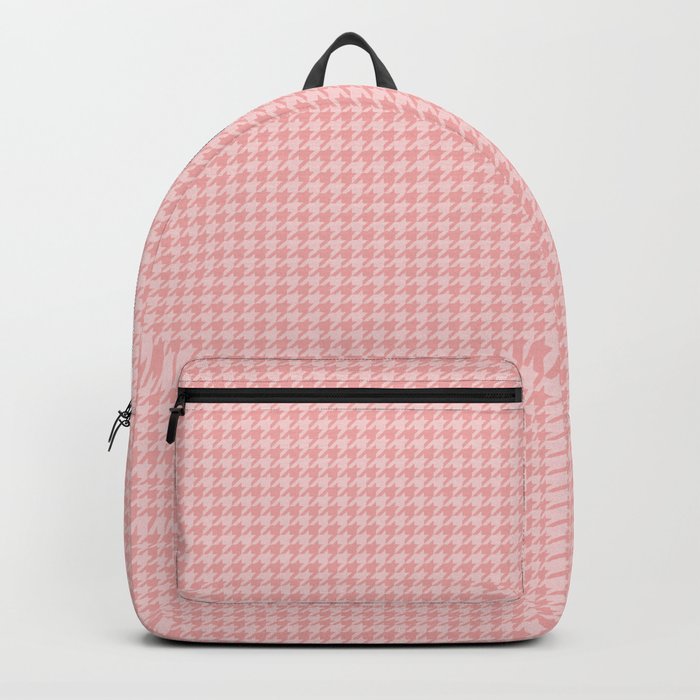 Blush Pink Two Tone Hounds Tooth Check Backpack