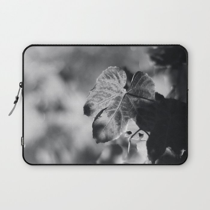 Autumn Grape Leaf in Black and White Laptop Sleeve