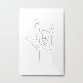 I love You Hand Symbol Metal Print