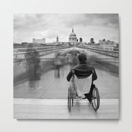 Invisible, Millennium Bridge, London Metal Print | People, Photo, Black and White 