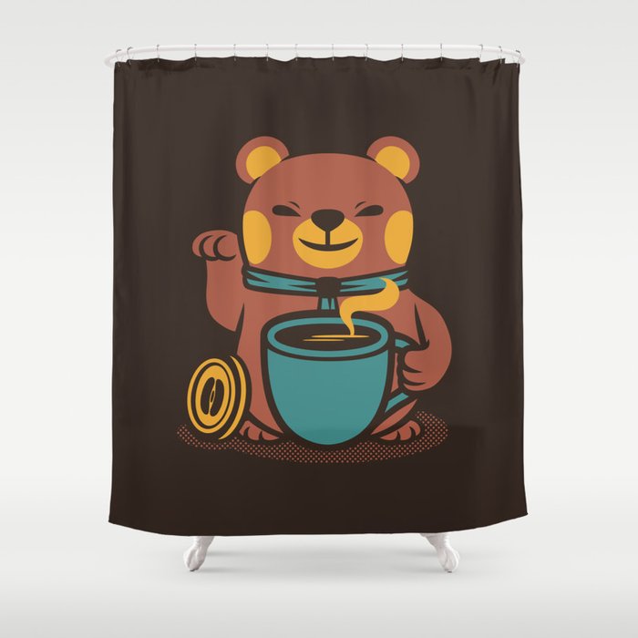  Bear Coffee Manekineko By Tobe Fonseca Shower Curtain