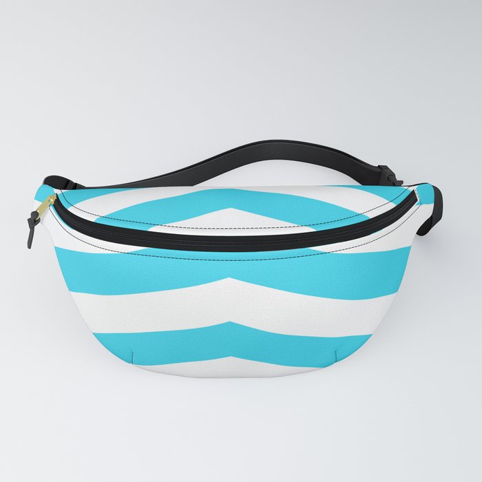 Teal Blue and White Chevron Fanny Pack