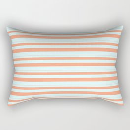 [ Thumbnail: Light Salmon & Light Cyan Colored Stripes Pattern Rectangular Pillow ]