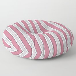 Vintage Cabana Stripe Rose Pink And Charcoal Gray On White Retro Boho Aesthetic Floor Pillow