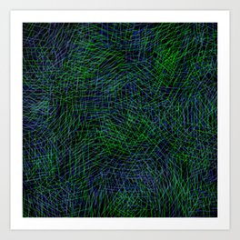 Blue and Green lines pattern Art Print