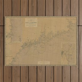 Vintage Maine Lighthouse Map (1876) Outdoor Rug