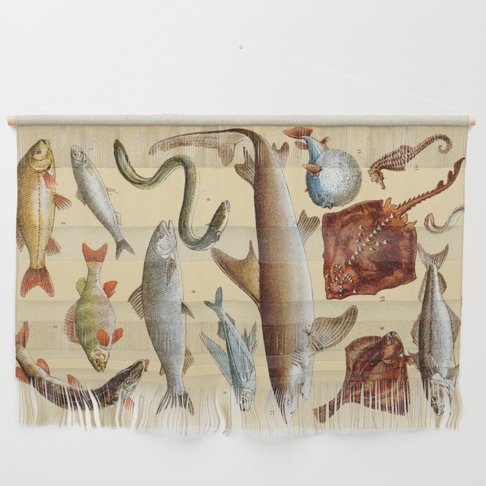 Fish Fabric Wall Hangings Tapesty Vintage Art Print Poster 