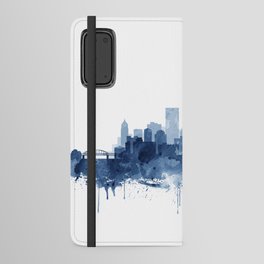 Pittsburgh Skyline Watercolor Blue Art Print by Synplus Android Wallet Case