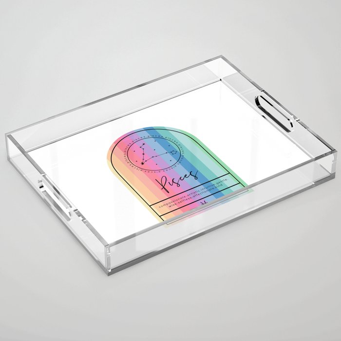Pisces Zodiac | Rainbow Stripe Acrylic Tray