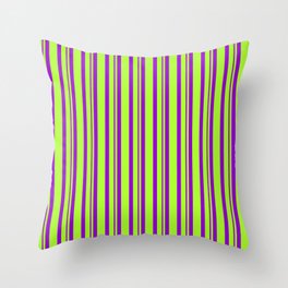 [ Thumbnail: Light Green and Dark Violet Colored Lines/Stripes Pattern Throw Pillow ]