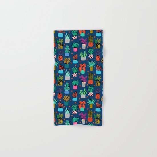 Check It - house plants indoor monstera neon bright modern pattern retro throwback memphis style Hand & Bath Towel