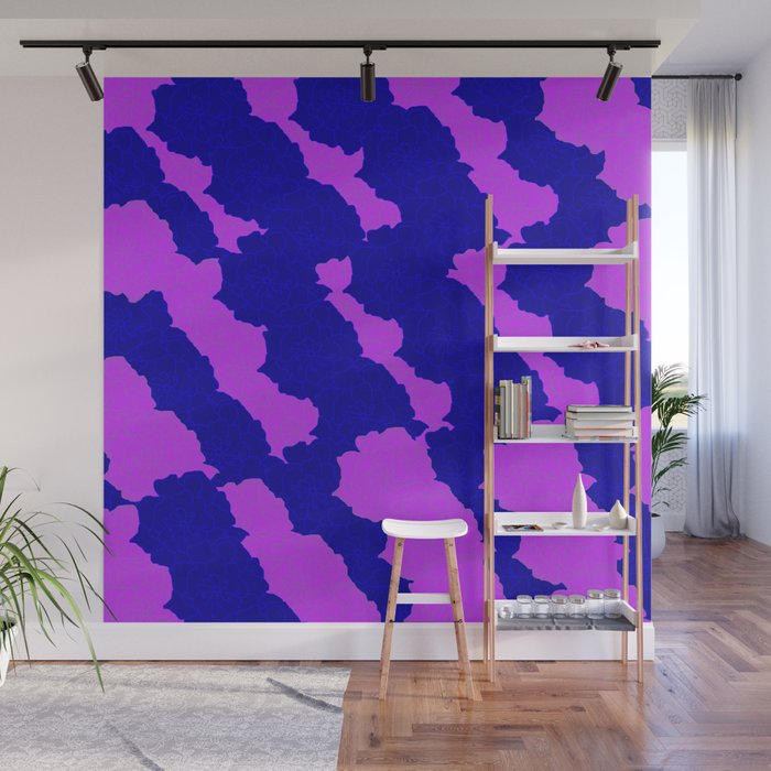 Lavender & Blue Flower Collage Wall Mural