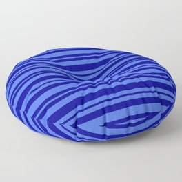 [ Thumbnail: Dark Blue & Royal Blue Colored Stripes Pattern Floor Pillow ]